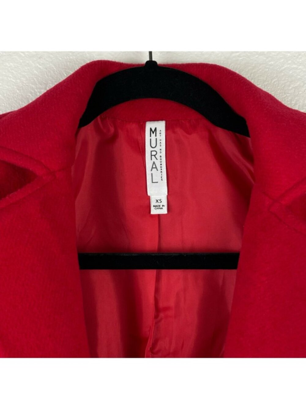 MURAL Jacket Women's Sz XS Wool Convertible Zippered Collared Peacoat Lined Red - Picture 9 of 10